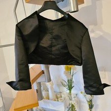 WOW *** Süsse Bolero Kurzjacke Weste schwarz 46 48 glänzend Hochzeit Feier