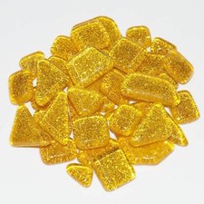 Glassteine Mosaik Soft gelb glitter polygonal