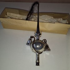 DDR Lauscha Tannenbaumspitze Christbaumspitze Silber Draht Glocken OVP 