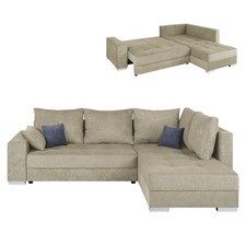 Ecksofa - beige - Microfaser - mit Liegefunktion Sofa Wohnlandschaft Couch
