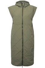 Ulla Popken Damen große Größen Long Steppweste Kapuze 2 Wege Zipper