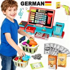 Kinder Kasse mit Display Kaufladen Spielkasse Lebensmittel Kaufmannsladen!