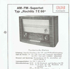 RFT Radio AM-Superhet Typ Rochlitz 7 E 86 Beschreibung Technische Daten