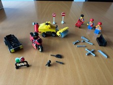 Lego Motorrad Kehrmaschine Bauarbeiter Verkehrsschilder Zubehör  - TOP-Zustand