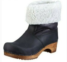 Sanita Wood Gro Boot Damen Stiefel Stiefeletten gefüttert schwarz NEU Gr.39 