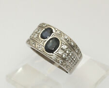 ♦ Ring in 18 kt 18k 750 er Weiß Gold mit Saphir Safir Brillanten Brillant Massiv