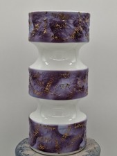 Op Art Porzellan Vase von KPM Royal Porzellan Bavaria weiß lila gold Handarbeit