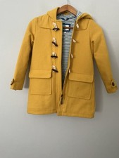 Mini Boden Wollmix Kinder Dufflecoat Gr. 7-8 Jahre gelb, Kapuze, Knebel und Reißverschluss