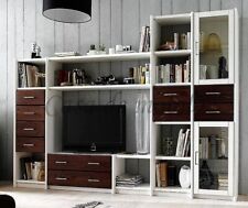 Massivholz Wohnwand Kiefer weiß kolonial Anbauwand Wohnzimmer regal Schrankwand 