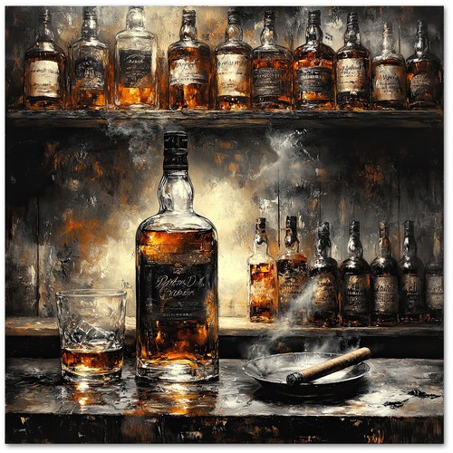 Leinwand bild whiskey zigarre - bild,