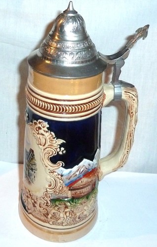 Bierkrug mit zinndeckel - mit,