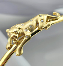 Luxus Gelbgold 750 Raubtier Armreif * 18 k Goldarmreif  Panther mit Diamanten