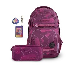 coocazoo Rucksack-Set PORTER Berry Bubbles 3-tlg Schulrucksack Jungen Mädchen