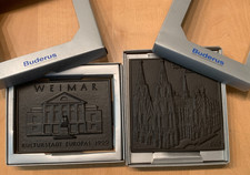 Buderus Kunstguss Plakette Relief 2 Jahresplaketten 1998, 1999