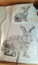 2 x Bettwäsche weiß mit Hase Mako-Satin 100% Baumwolle, Bielefelder Wäschefirma
