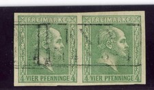 125106) Preußen Nr. 9a (waagr. Paar) gestempelt mit Ra2 Exin, Michel 110,-