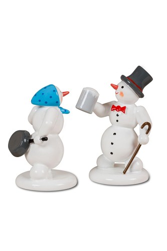 Holzfigur schneemann mit - schneemann,