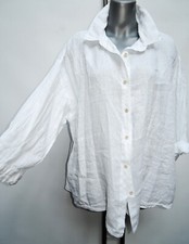 STYLISHE OVERSIZED LEINEN BLUSE XXL  HEMDBLUSE LEINENBLUSE HEMD WEISS