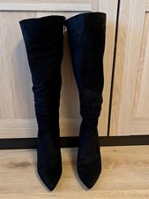 Geraffte Winterstiefel, gefüttert, Schwarz, Gr. 37, Neu, ungetragen