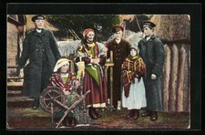 Polnische Familie in Tracht am