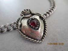 Trachtenschmuck Trachten Kette Halskette Herz Grant Stein lä. ca. 42cm Nachlass