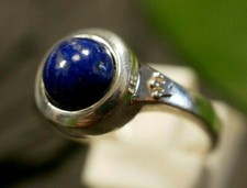 Großer 835 Silber Ring Lapislazuli Cabochon Blau Krone Applikation Variabel 
