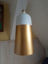 Hängeleuchte Retro Design Metall E27 Pendelleuchte Hängelampe Gold Weiß