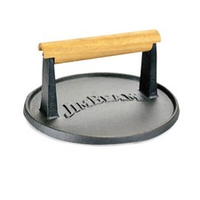 Jim Beam Burgerpresse aus Gusseisen XL mit Holzgriff, gerillt
