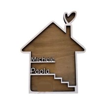 Holzhaus Deko personalisiert mit Namen Geschenkidee Haus Neu