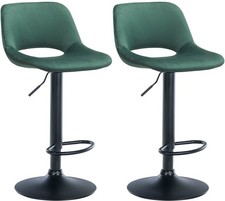 #R131261/2910 2x Barhocker Camden Samt schwarz grün Küchenhocker Thekenhocker