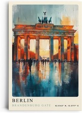 Wandbild auf Leinwand Berlin Brandenburger Tor moderne Kunst urbane Eleganz