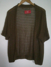 Braun/grüne Strickjacke Kurzarm grob gestrickt Gr. L  edc by ESPRIT