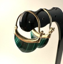 Silber Ohrringe 925 vergoldet mit Malachit – Handarbeit, Vintage Stil, 3,45 g