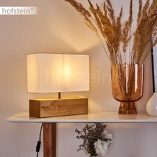 Holz/Stoff weiß Nacht Tisch Leuchte Boho Lese Lampe Wohn Schlaf Raum Beleuchtung