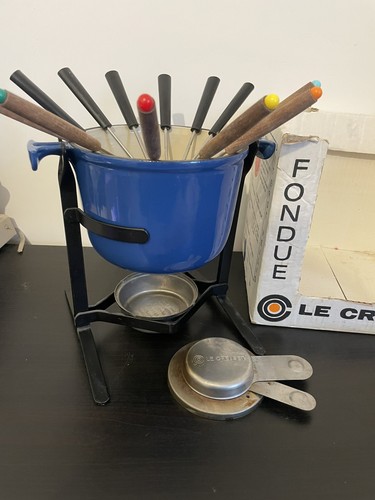 Creuset blaues fondue set - le,