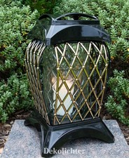 Grablicht 31cm Grablaterne Grableuchte Grabschmuck  Kerze Leuchte schwarz gold