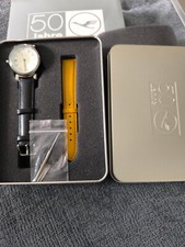 Lufthansa 50Jahre Rarität Jubiläums Armbanduhr in Metallbox mit Wechselband; NEU