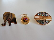 Konvolut Vintage Tuchhalter  Schalclips Elefant Schmuckstein Perlmutt