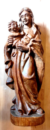 Antike alte holzmadonna mit - antike/alte,
