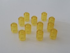 12 Lego Steine 1x1 rund transparent gelb  NEU 3062b