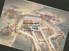 View of Funkhaus COLOGNE "Flughafen Köln /Bonn " Hans LISKA painting print 1973