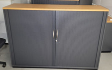 Aktenschrank/ Querrolladen 3 OH Kirschbaum/anthrazit 160 cm, Sidebord, 2 Türen