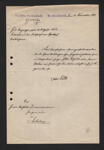Gladbach brief 1913 - m.gladbach,,