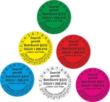UVV Prüfplaketten Geprüft gemäß BetrSichV DGUV Leitern-Tritte  8501   Wunschjahr