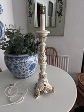 Vintage/Antik Holz Klassische Kerzen Säulen Lampe Creme/Gold Holz geschnitzt.