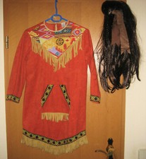 Indianerin Squaw + Kleid und Perücke + Gr. 140 (Maße im Text) Karneval Fasching 