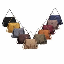 DAMEN TASCHE Fransentasche Wildleder Boho Shopper Schultertasche Crossbody Hobo 
