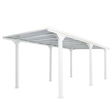 B-Ware Alu-Carport MCW-O23, Polycarbonat-Dach Regenrinne, 3x6m, weiß