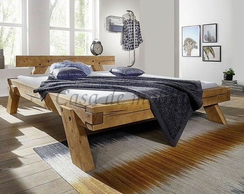 Massivholz balken bett - massivholz, balken-bett