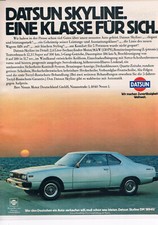 Datsun Werbeanzeige Werbung Datsun Skyline "Eine Klasse für sich" NG